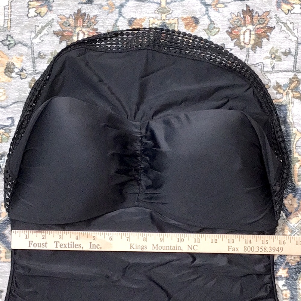 🖤 KONA SOL Black Ruffle Crochet Ruched Sides High Back Sz.XL - Picture 6 of 8